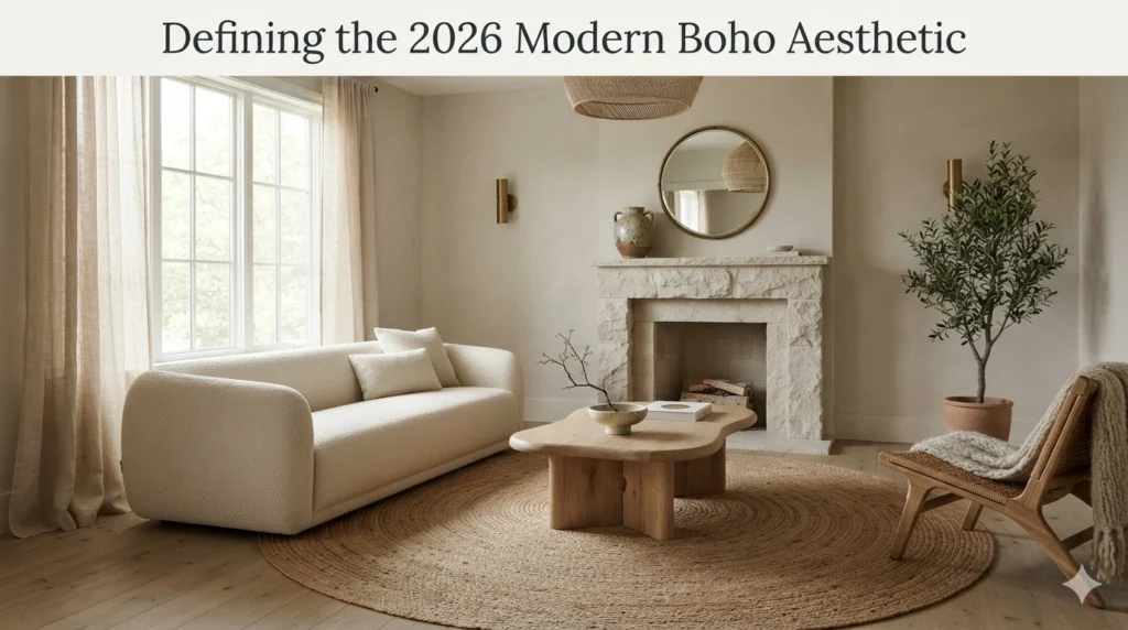Defining the 2026 Modern Boho Aesthetic - Boho Living Room Ideas