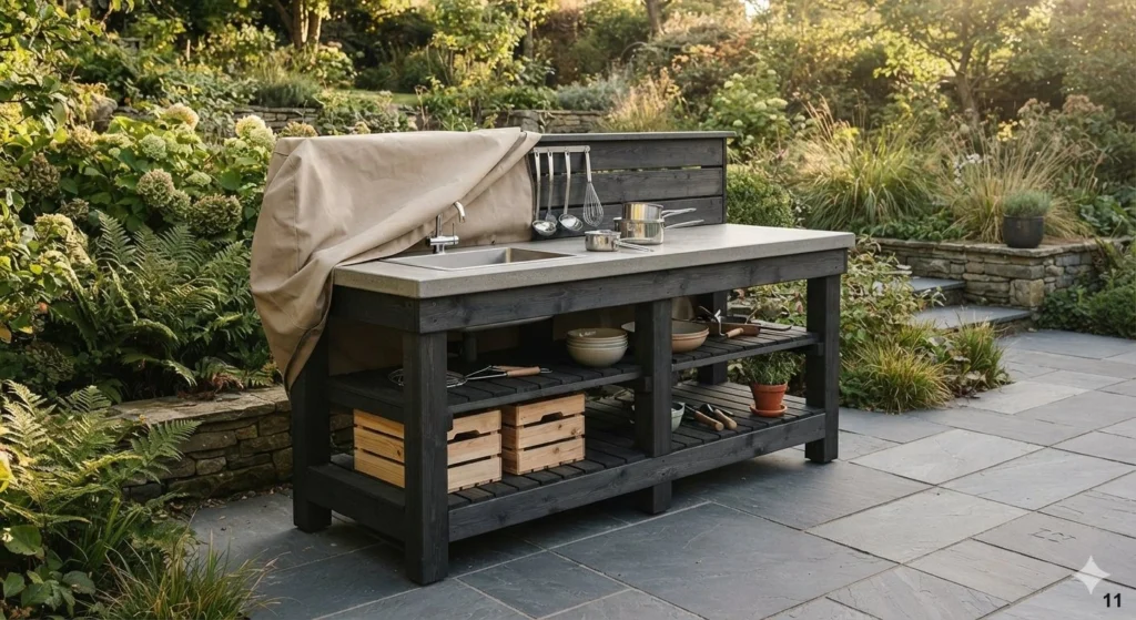 Blending Play Structures with Garden Landscaping - Mud kitchen Ideas